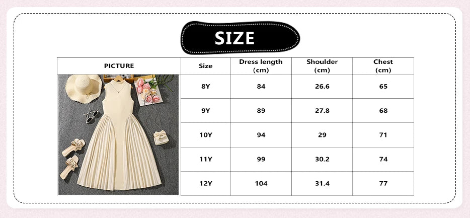 Kaia Beige Sleeveless A-Line Dress for Girls 8-12 Years