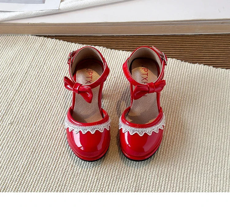 New Leather Shoes Fashion Versatile Comfort Girl Shoe Princess Exquisite Casual High-heeled Sandals Performance Classic Kid Shoe