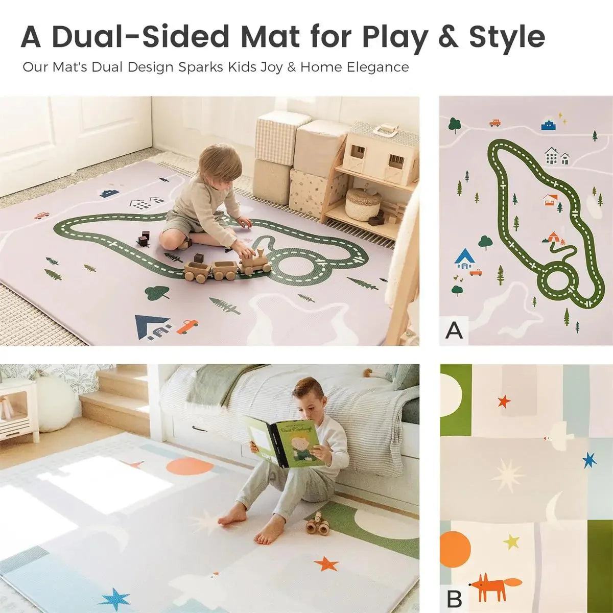 Double-Sided Baby Playmat Forest Track Wonder