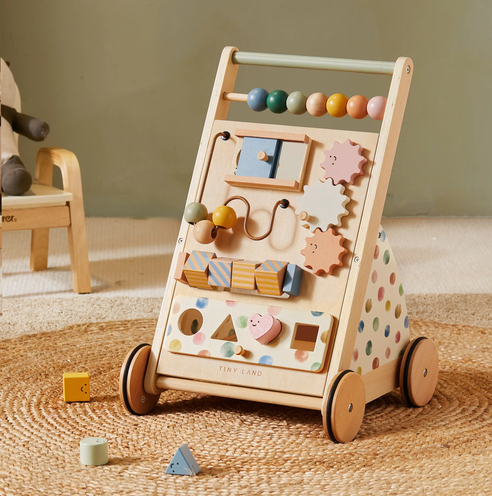 Versatile Natural Wooden Baby Walker