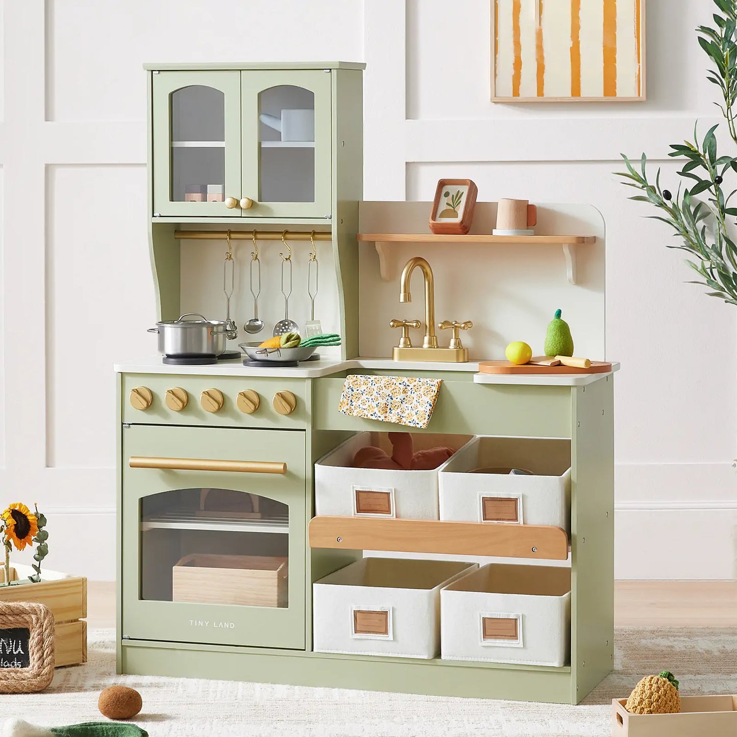 Pretend Play Kitchen for Toddlers - Serenity Wooden Kitchen – Green