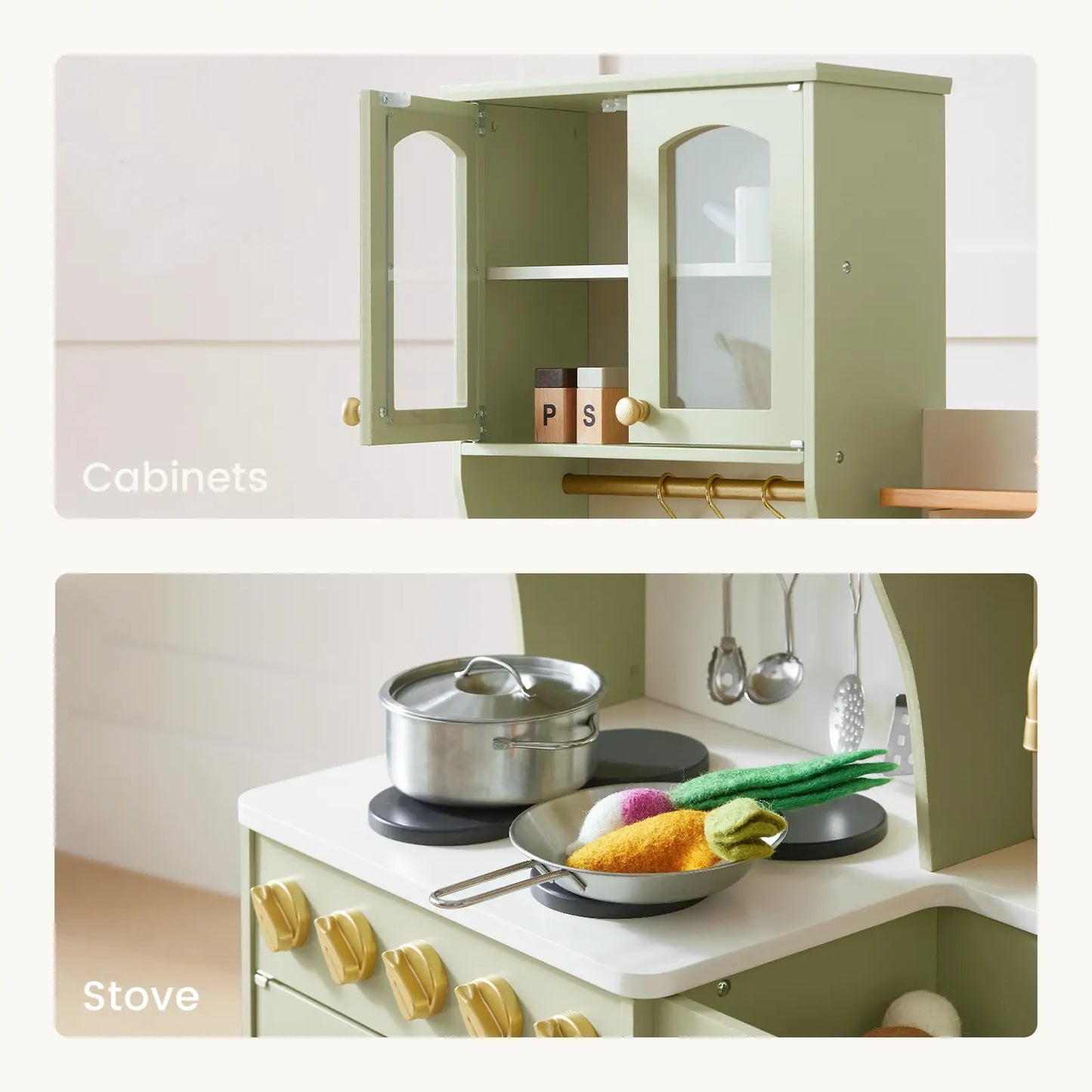 Pretend Play Kitchen for Toddlers - Serenity Wooden Kitchen – Green