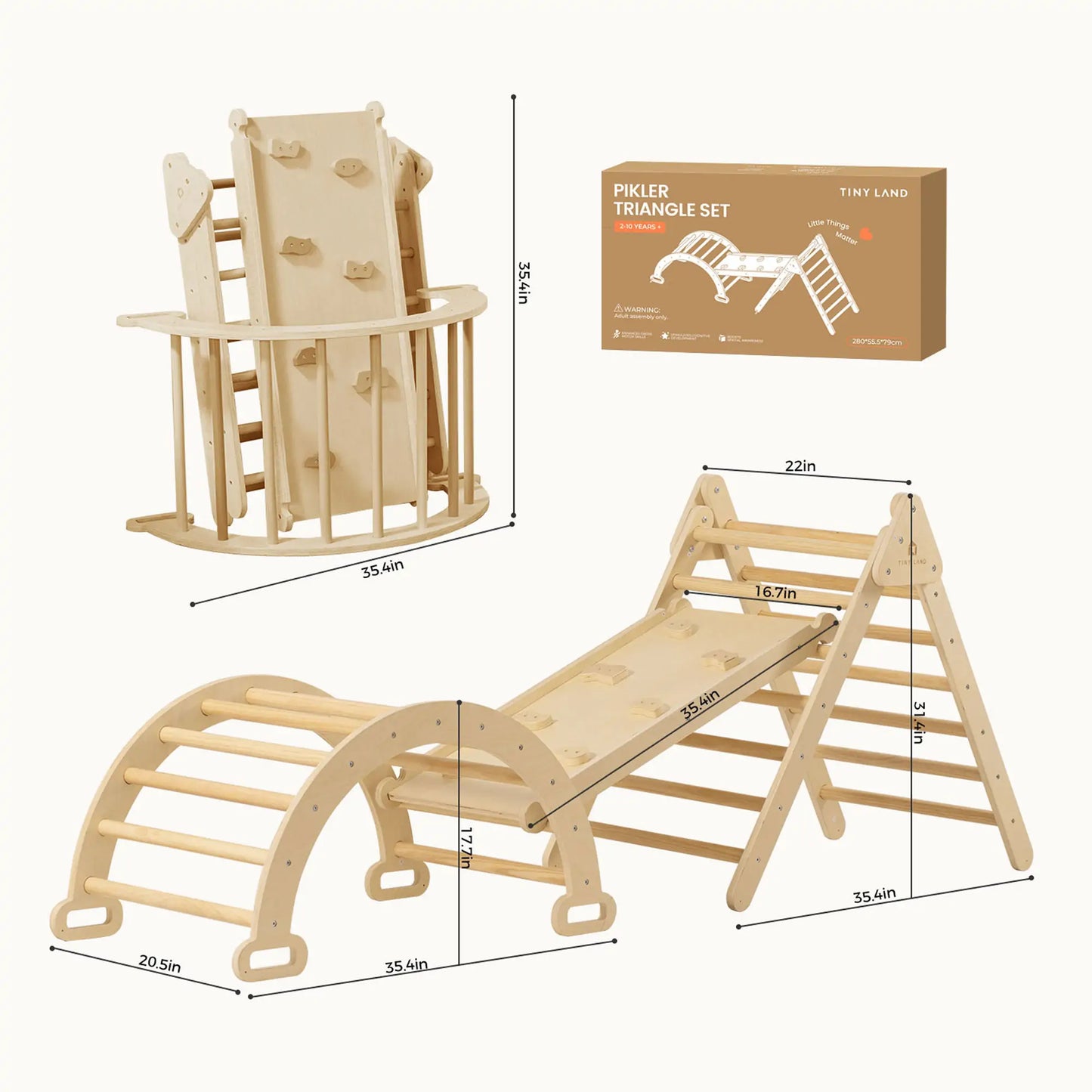 Pikler Triangle 7-in-1 Montessori Climbing Set