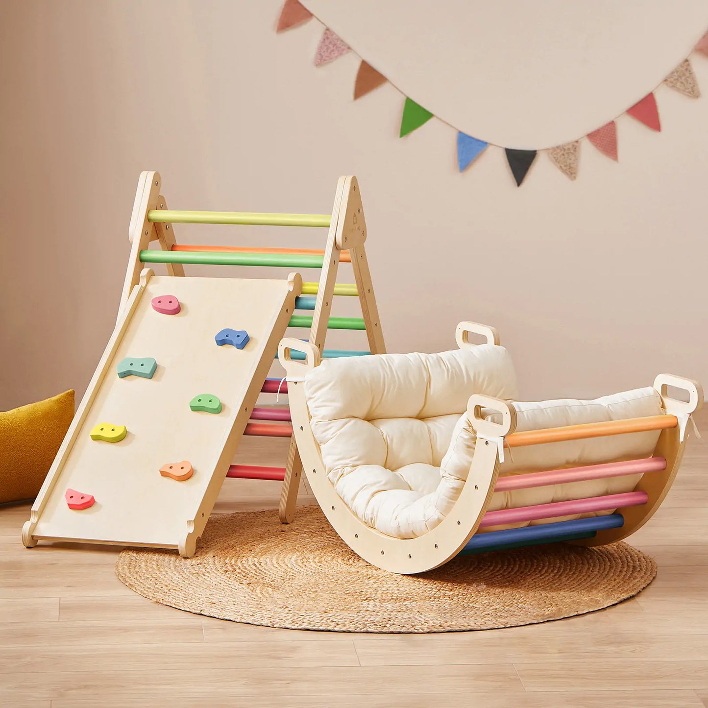 7-in-1 Rainbow Climbing Set with Play Pad