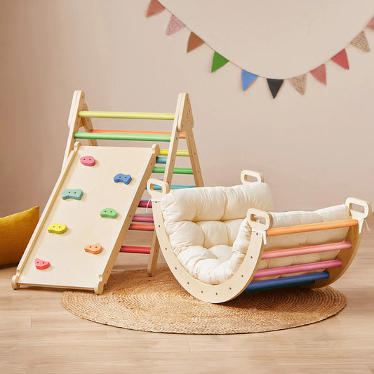 7-in-1 Rainbow Climbing Set with Play Pad