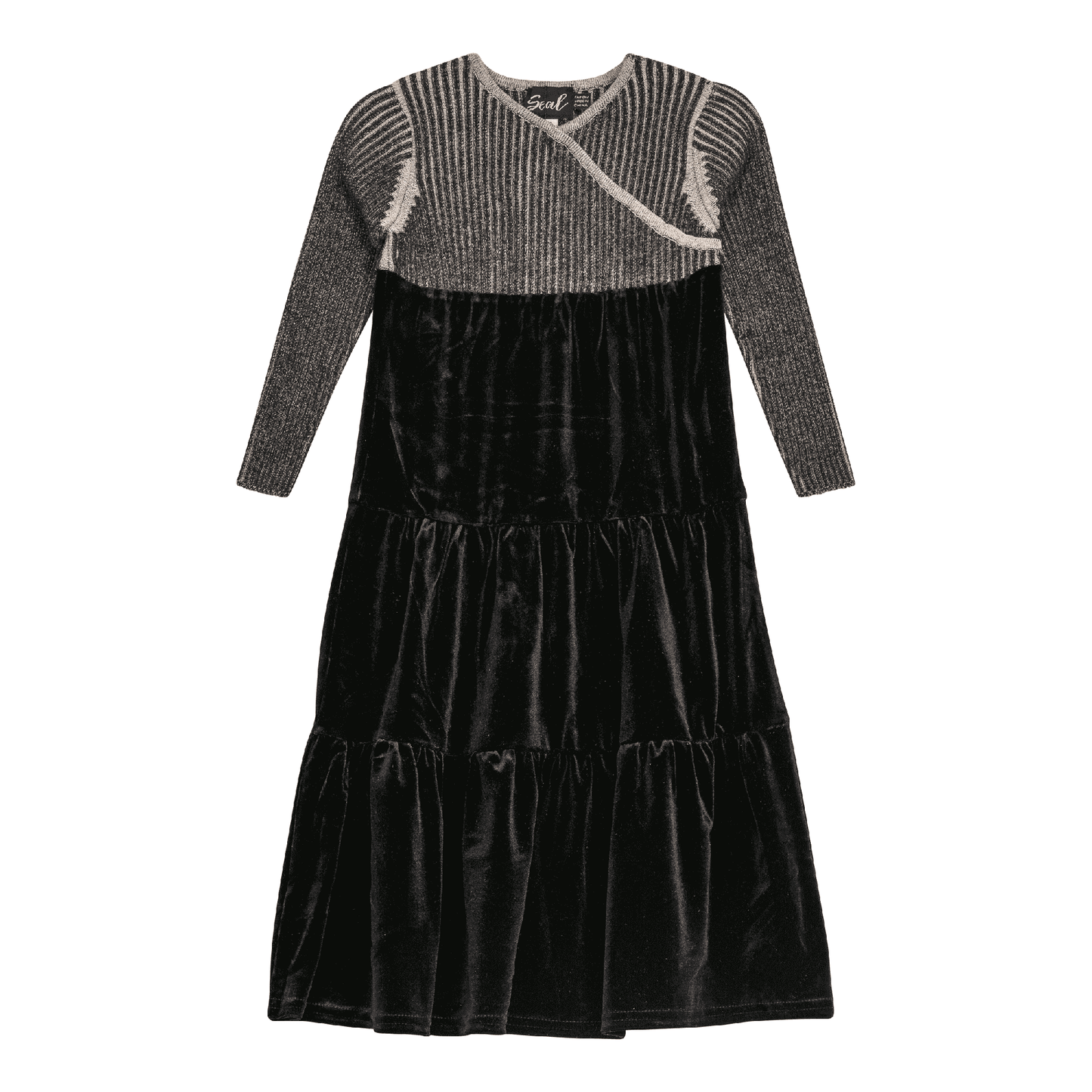 Girls Long Sleeve 2 Tone Wrap Dress for Stylish Looks