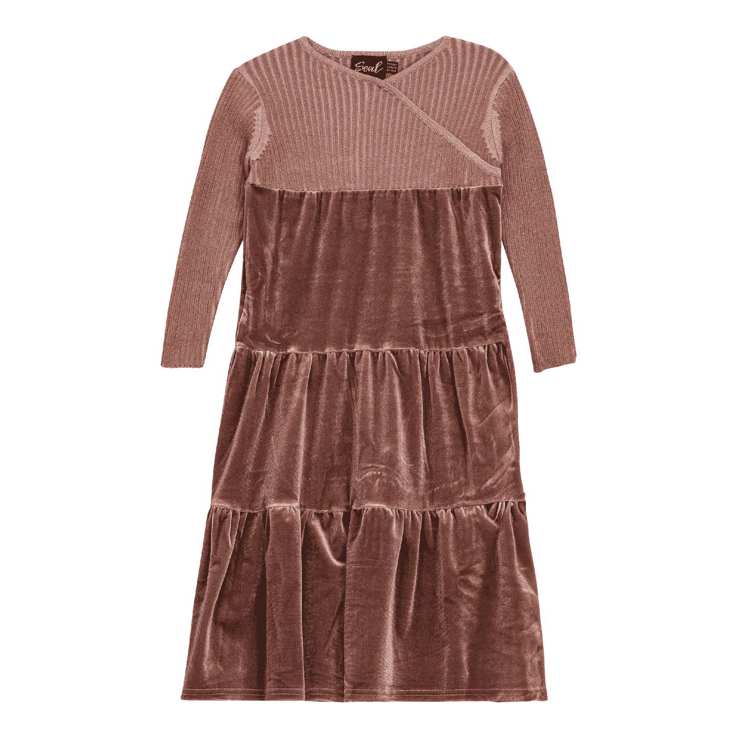 Girls Long Sleeve 2 Tone Wrap Dress for Stylish Looks
