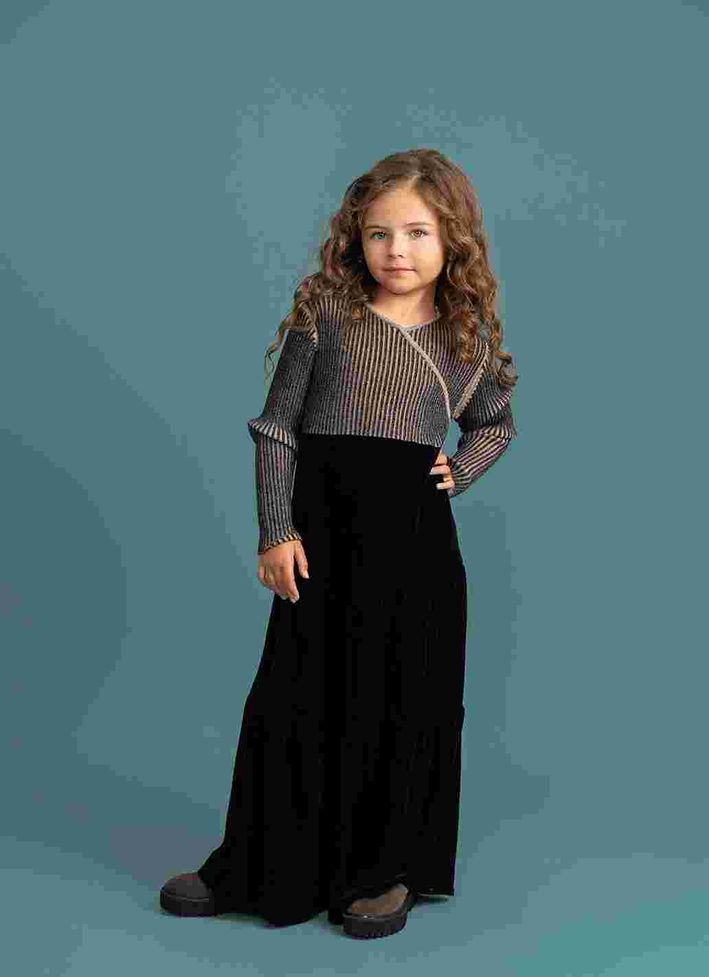 Girls Long Sleeve 2 Tone Wrap Dress for Stylish Looks