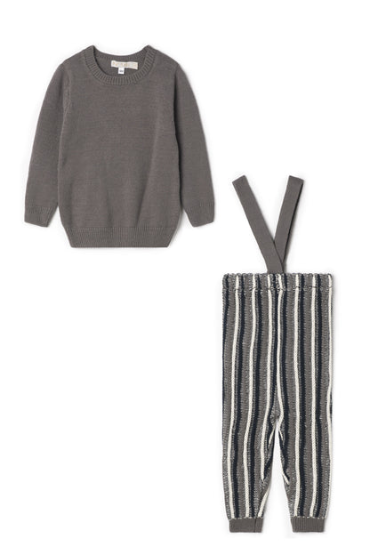 Jose Stripped Overall Sweater Set