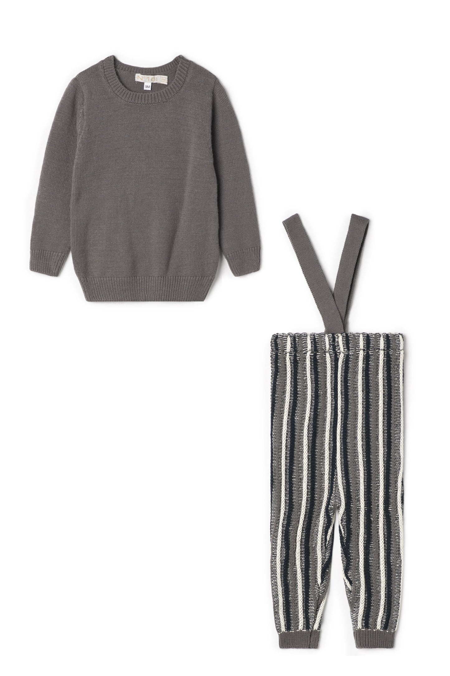 Jose Stripped Overall Sweater Set