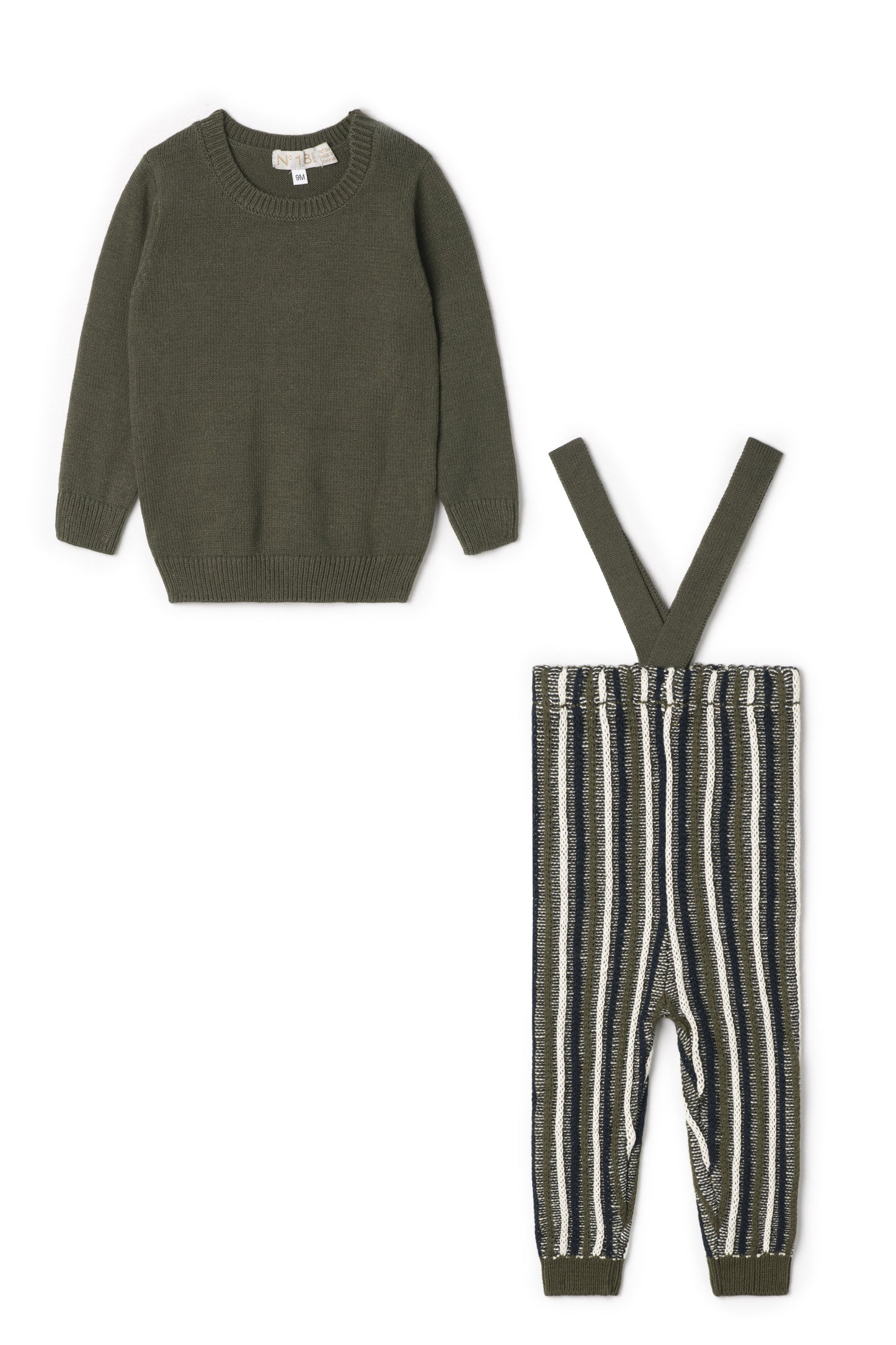 Jose Stripped Overall Sweater Set