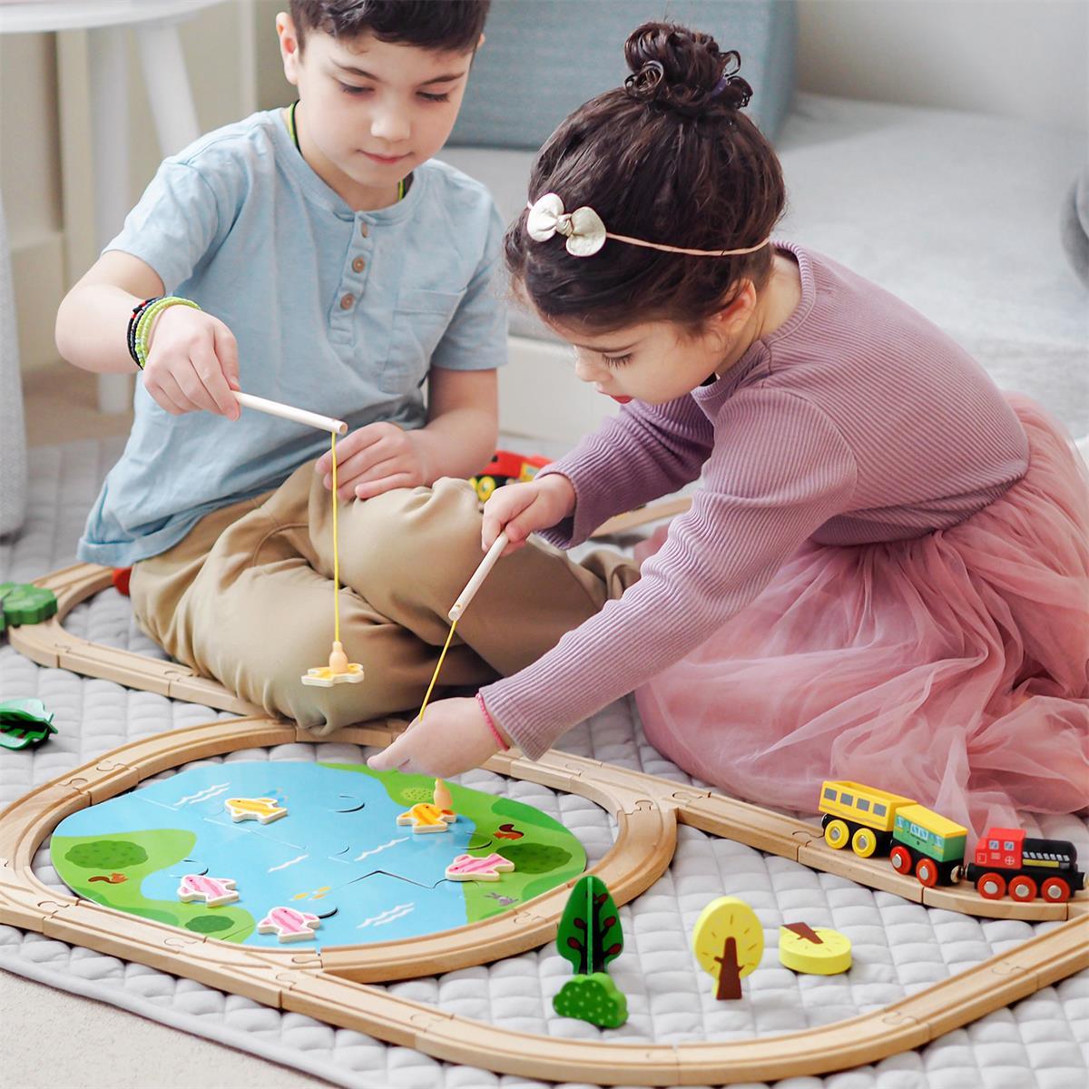 Wooden Train Set 110 Pcs