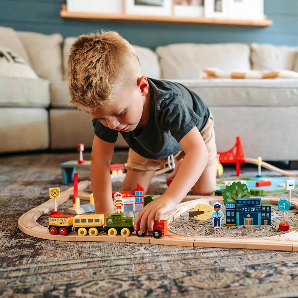 Wooden Train Set 110 Pcs