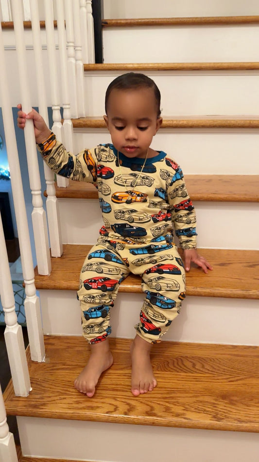 Cartoon Car Pajama Cotton Set for Boys