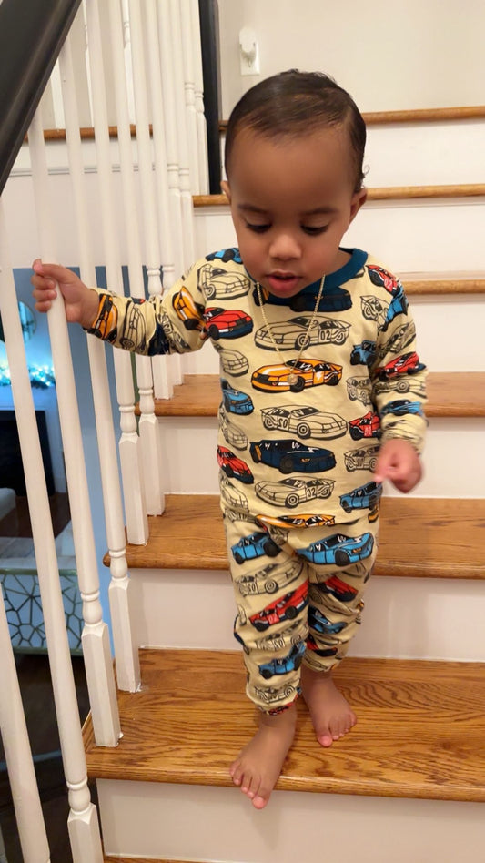 Cartoon Car Pajama Cotton Set for Boys