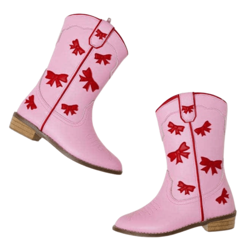 Lirbaena Cowgirl Red + Pink Bow Boots