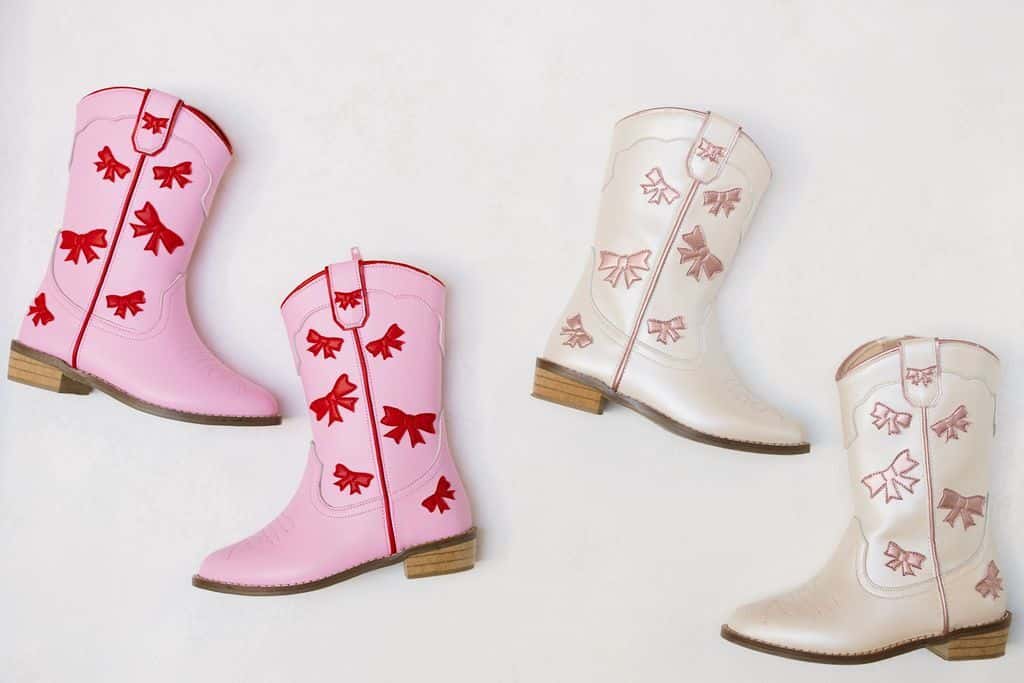 Lirbaena Cowgirl Red + Pink Bow Boots