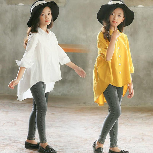 Carmen Girls' Big Kids Loose Fashionable Tops Korean Style Shirts Big Kids'
