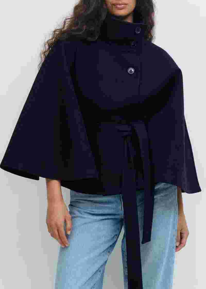 Dionera Elegant Batwing Sleeve Winter Coat With Belt