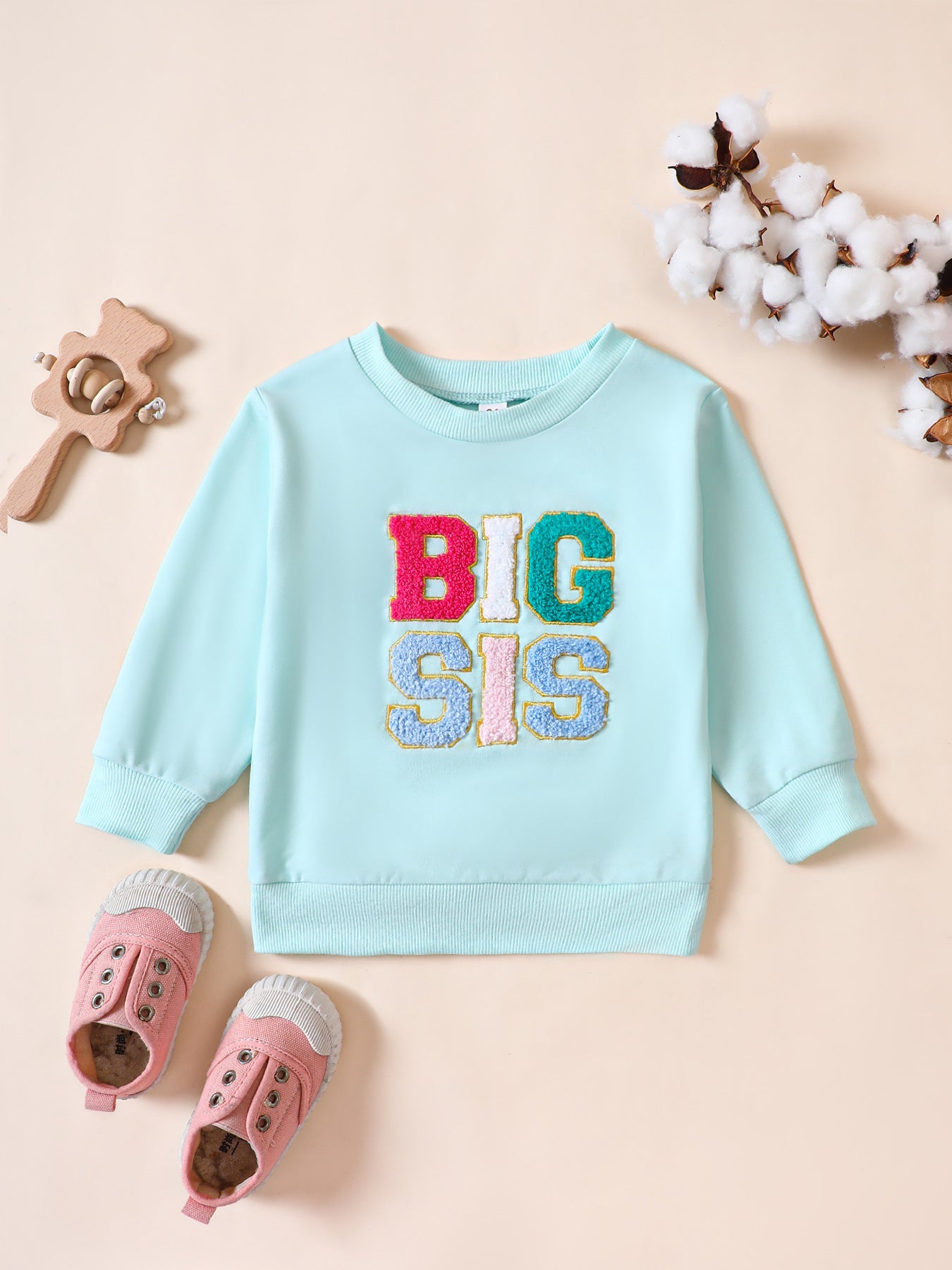 Maya New Girls' Long-sleeved Alphabet Embroidery Long-sleeved Sweater