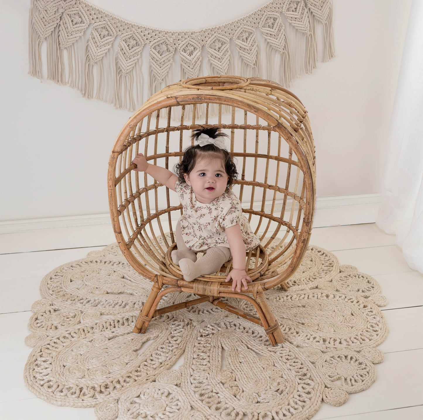 Anessa floral cotton Bubble Romper w/Bow