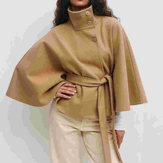 Dionera Elegant Batwing Sleeve Winter Coat With Belt