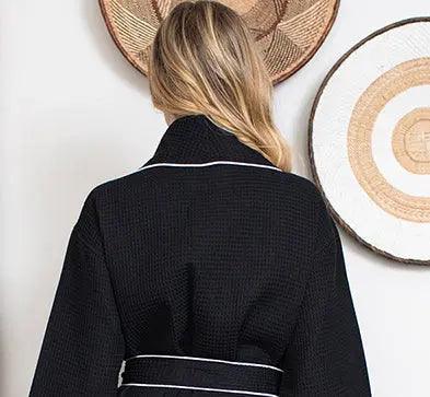 Alicia Waffle Piping Bathrobe – Lightweight Spa-Style Comfort