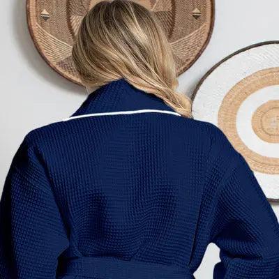 Alicia Waffle Piping Bathrobe – Lightweight Spa-Style Comfort