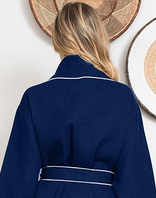 Glenny Knee-Length Waffle Kimono Robe for Women