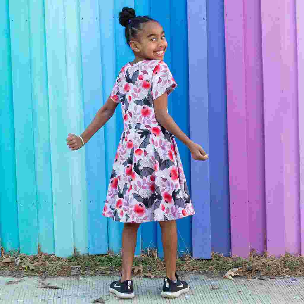 Bats Twirler Dress with Pockets for Girls