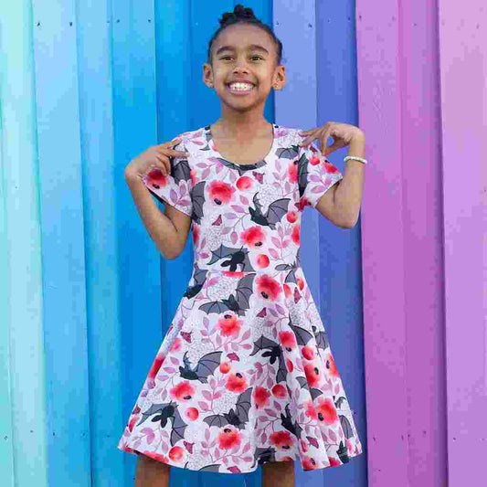 Bats Twirler Dress with Pockets for Girls