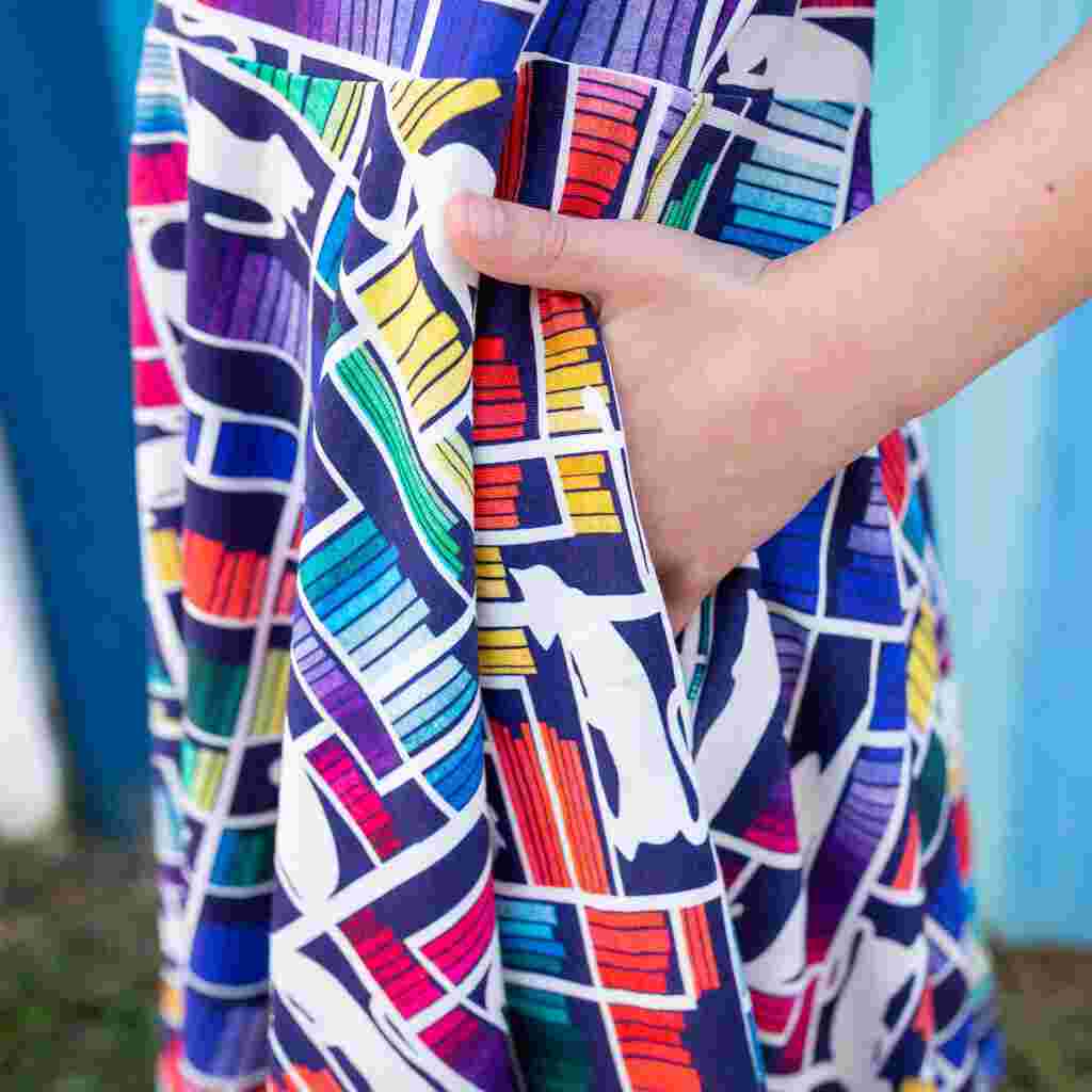 Rainbow Books & Cats Dress - Check Meowt Twirler with Pockets