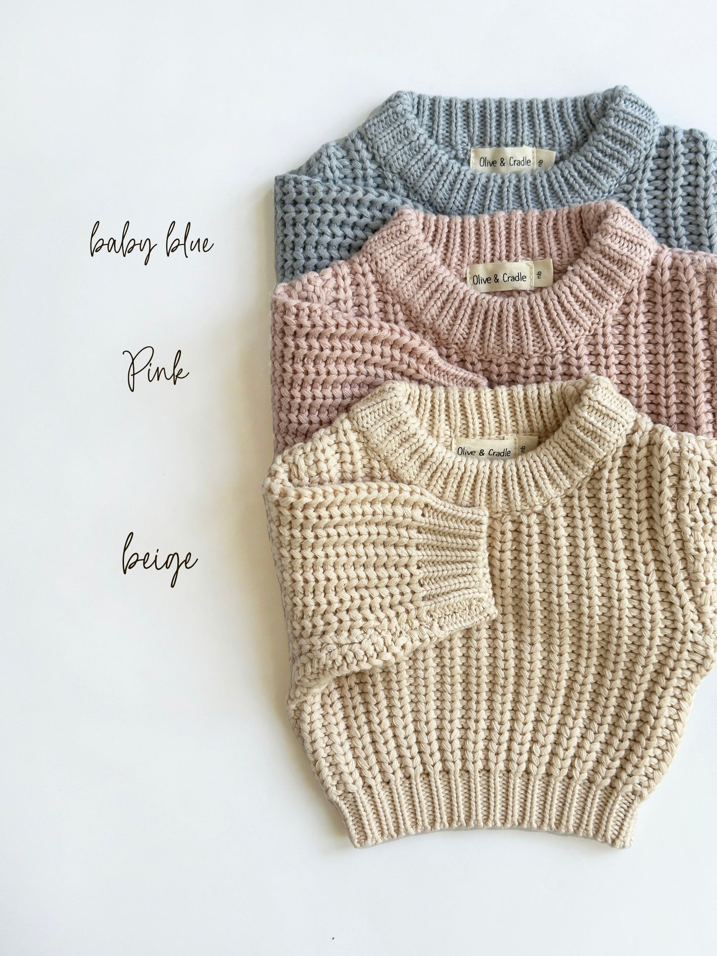 Baby Chunky Knit Braided Sweater | Pastels