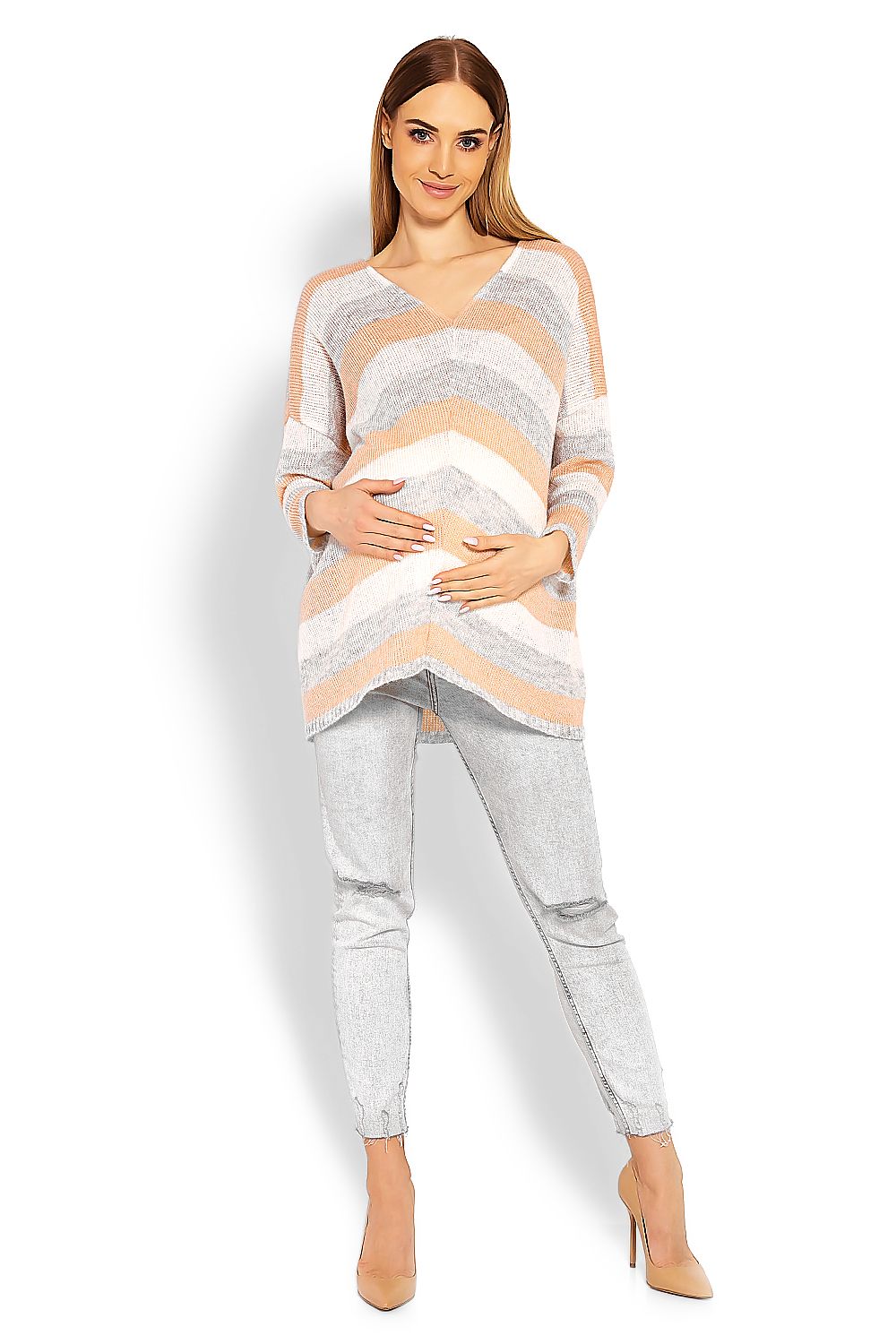 Yainna Pregnancy Straigh Lines Cute Sweater