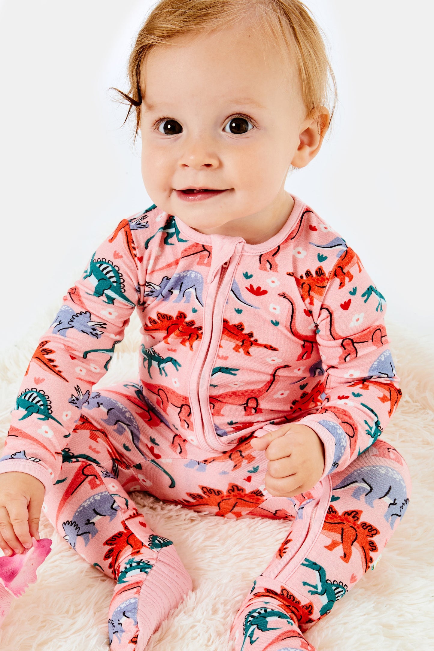 Soft & Stretchy Zipper Footie - Dinosaur Garden