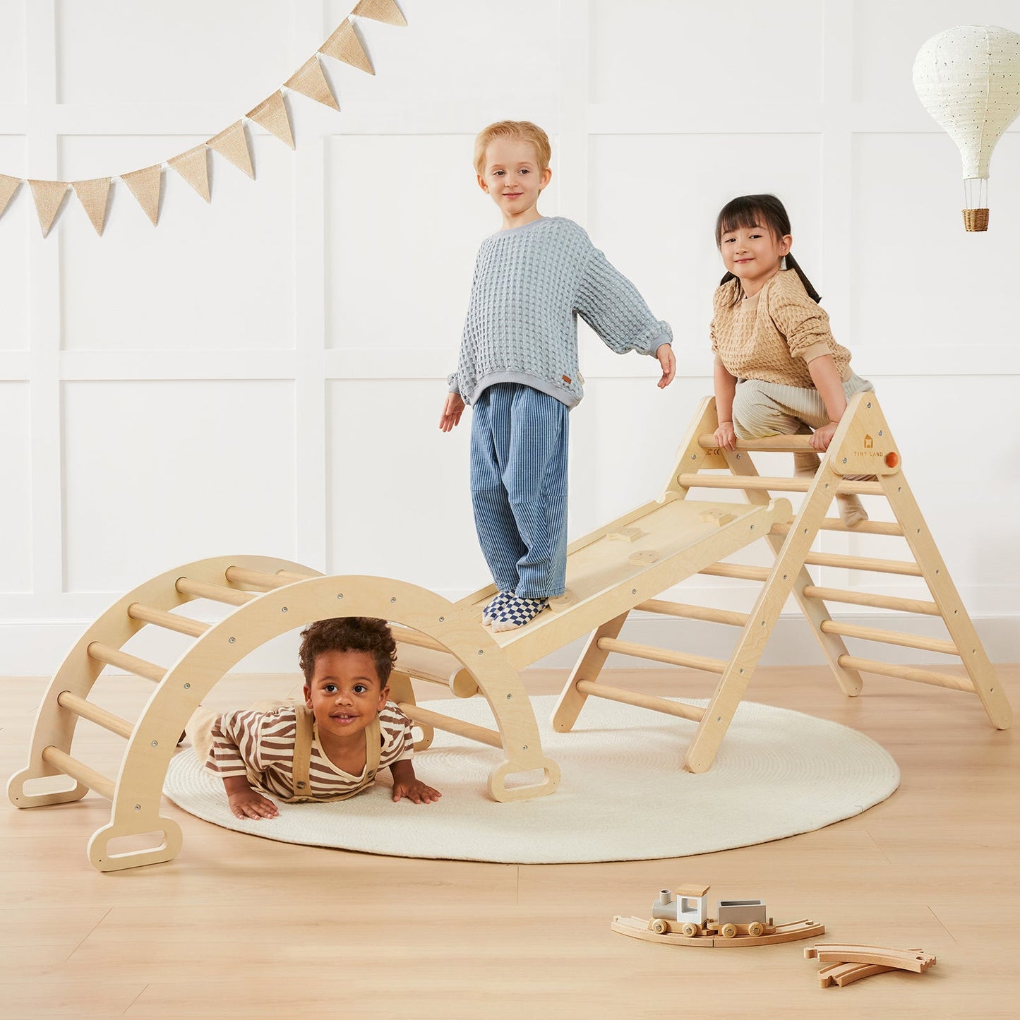 Pikler Triangle 7-in-1 Montessori Climbing Set