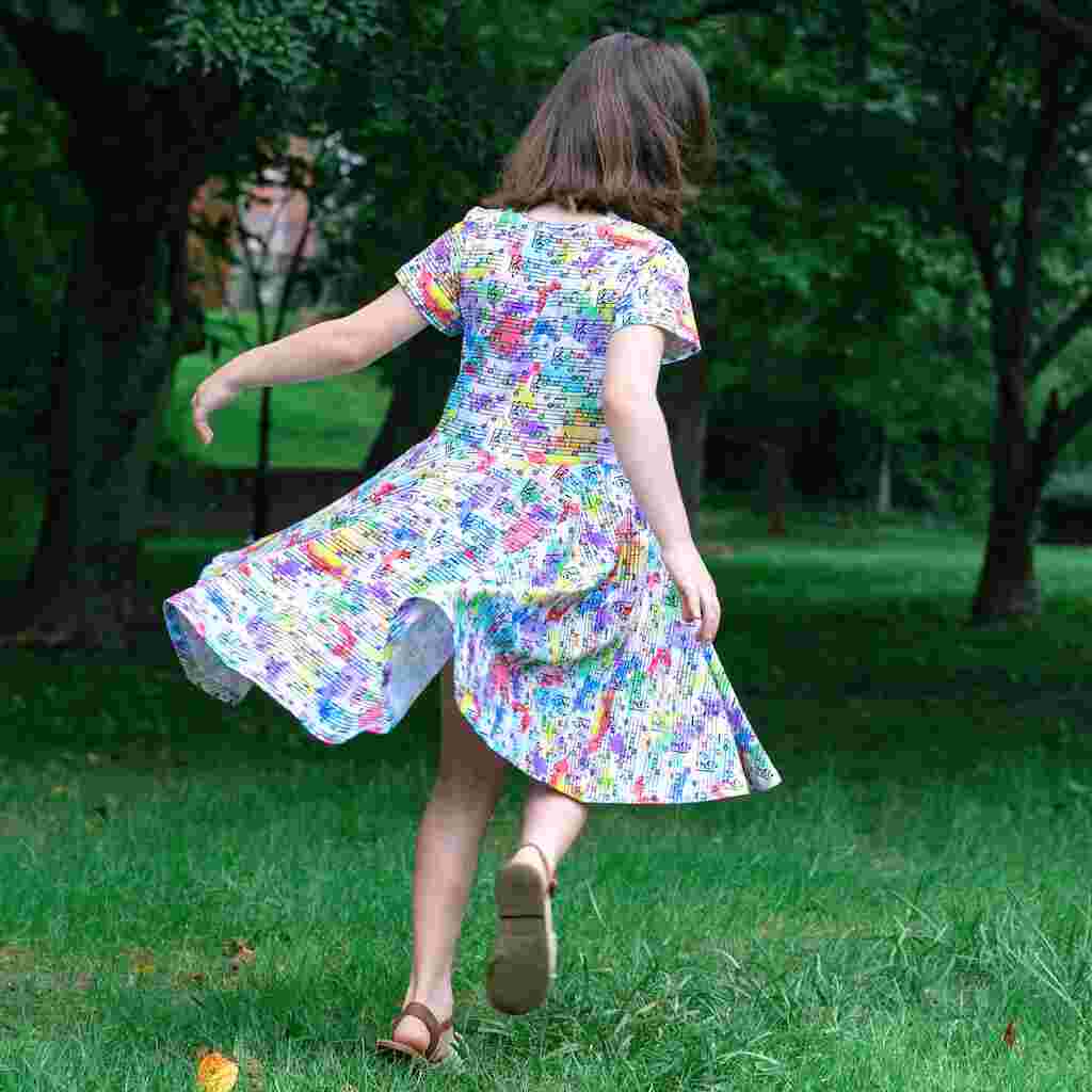 Rainbow Music Notes Super Twirler Dress with Pockets