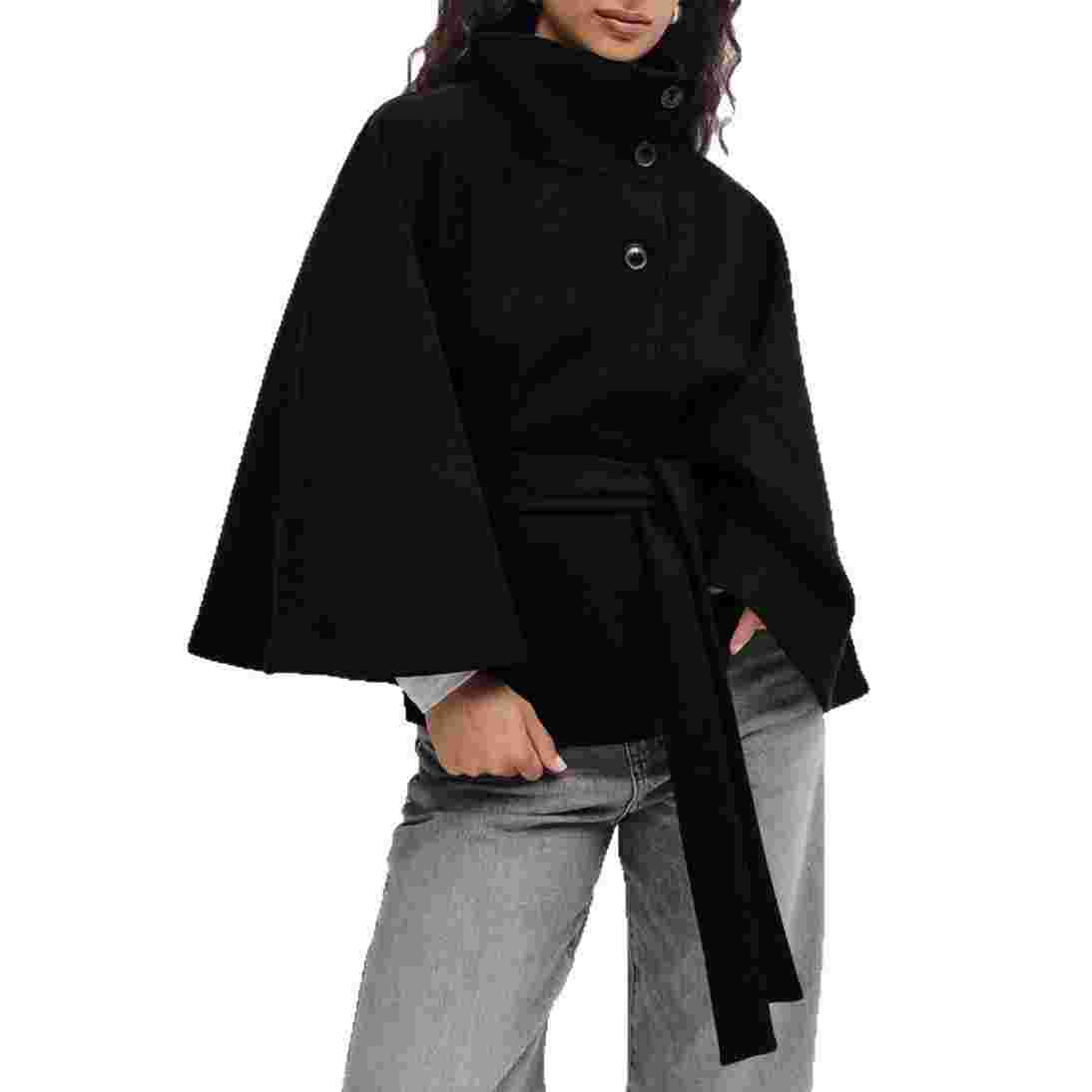Dionera Elegant Batwing Sleeve Winter Coat With Belt
