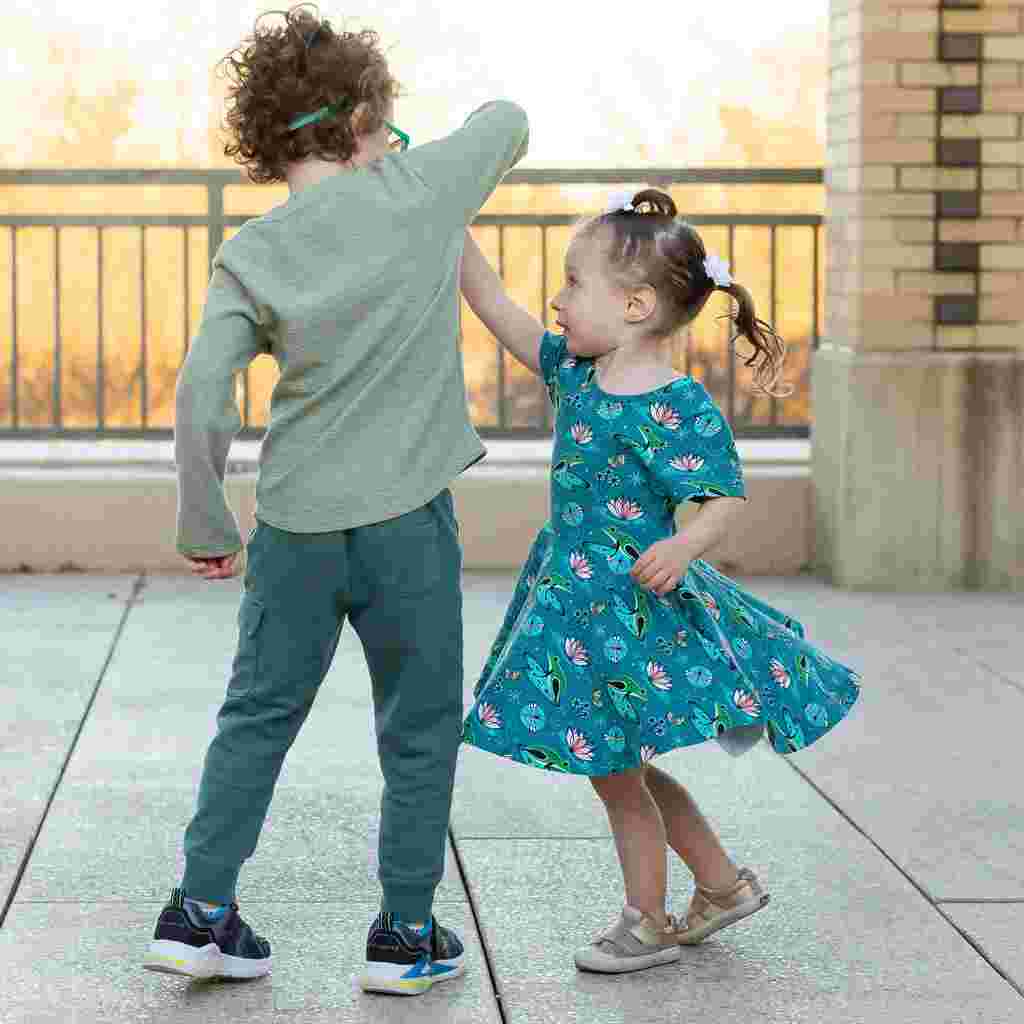 Frogs Twirler Dress with Pockets for Girls