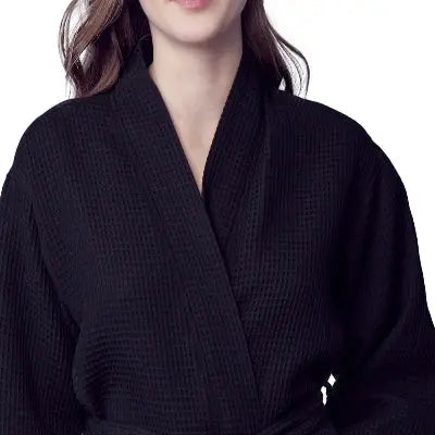 Glenny Knee-Length Waffle Kimono Robe for Women