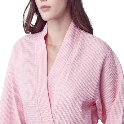 Glenny Knee-Length Waffle Kimono Robe for Women