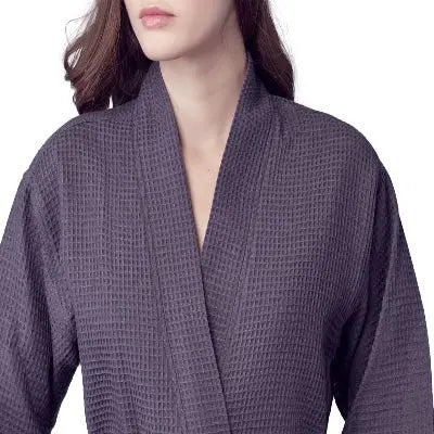 Glenny Knee-Length Waffle Kimono Robe for Women