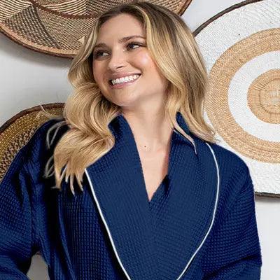 Alicia Waffle Piping Bathrobe – Lightweight Spa-Style Comfort
