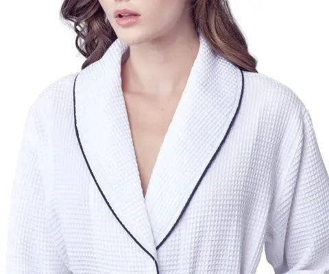 Glenny Knee-Length Waffle Kimono Robe for Women
