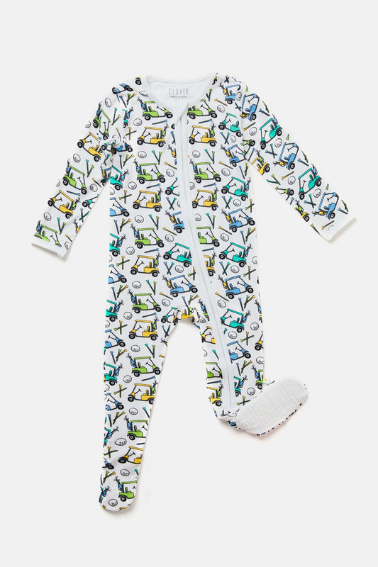 Asher Soft & Stretchy Zipper Footie - Golf