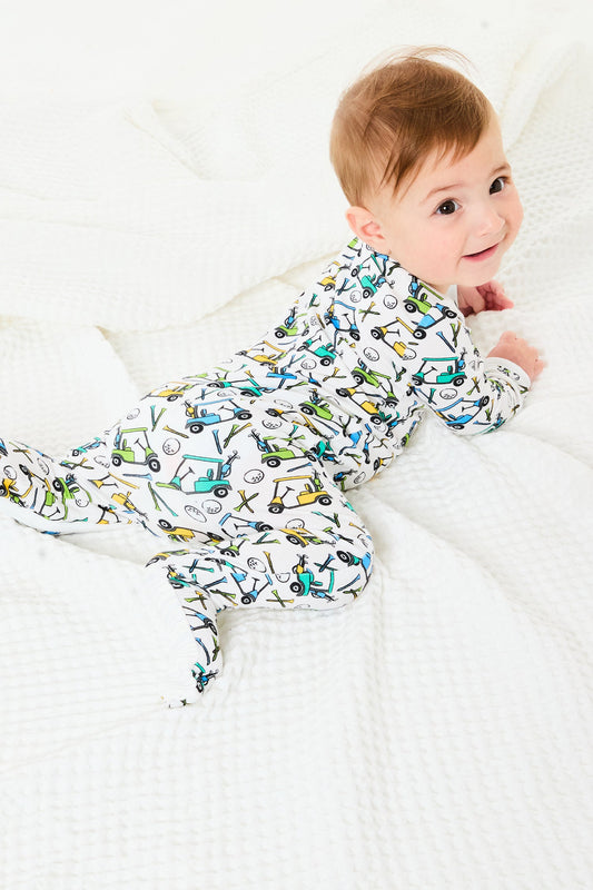 Asher Soft & Stretchy Zipper Footie - Golf