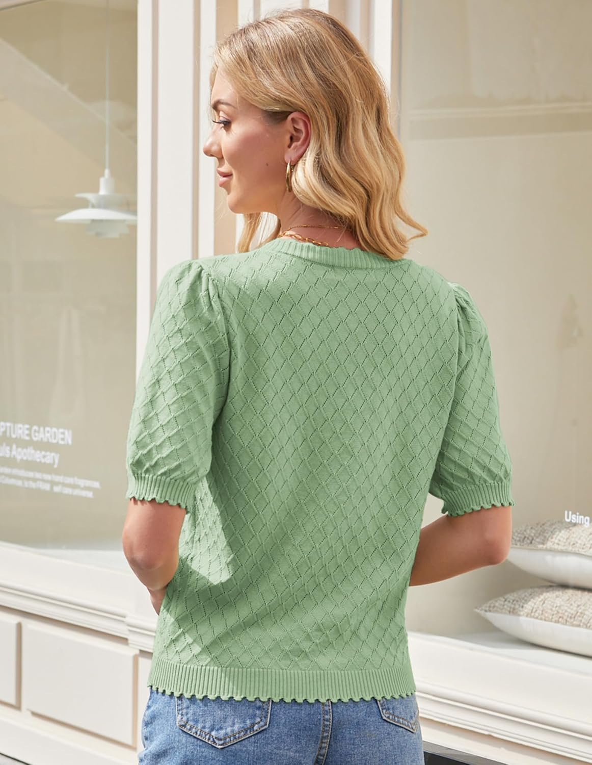 Ana Lightweight Crew Neck Button Down Knit Sweater Tops