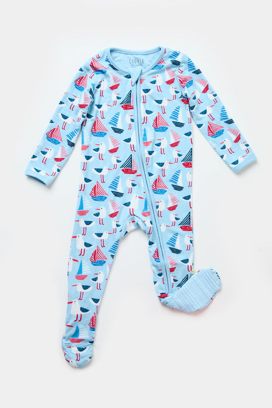 Carson Soft & Stretchy Zipper Footie - Seagulls - GuGuTon baby store - Baby Fashion - Toddlers Outfits - Babies Outfits - Toddler Clothes - Kids Clothing - Newborn Clothes - Newborn Wear - Kids Wear - Trending Clothes - Trending Outfits - Fall Fashion - Winter Fashion - Girls Clothes - Boys Clothes - Babies Wear - Kids Accessories - KidsWear - Summer Clothes - Summer Fashion - Summer Trend - Falls Sweaters - Tops - Bottom - Jeans - Blouse - Dresses - Newborn Dresses - Toys