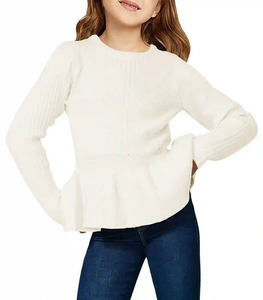 Pearl Girls Pullover Sweaters - Ruffle Peplum Jumper