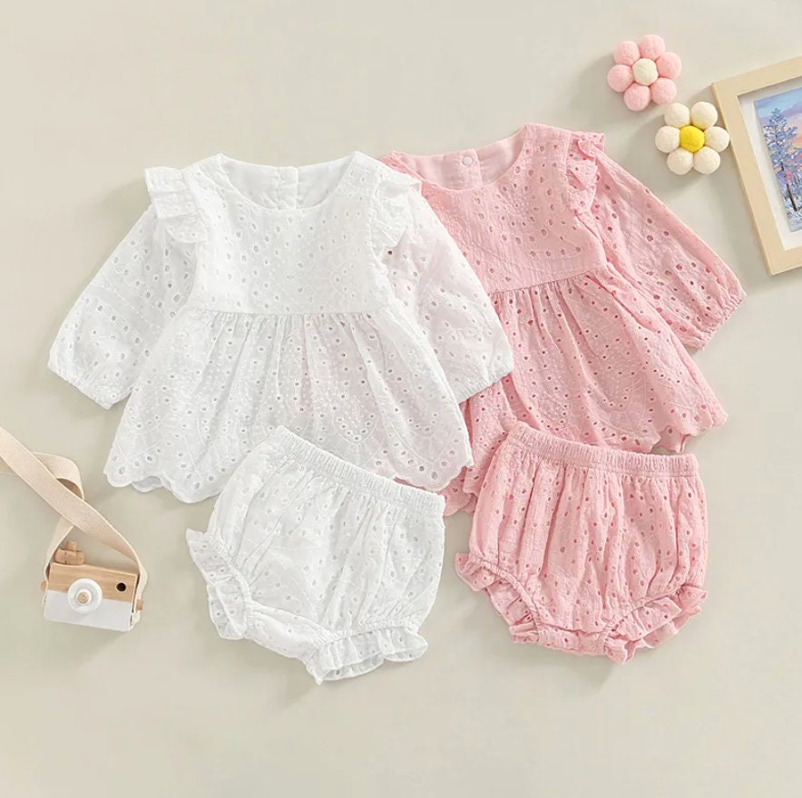 Manuela Long Sleeve Eyelet Dress Set